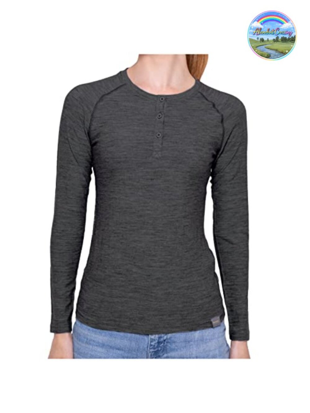 100% Merino Wool Women's Base Layer Henley Long Sleeve Thermal Shirt